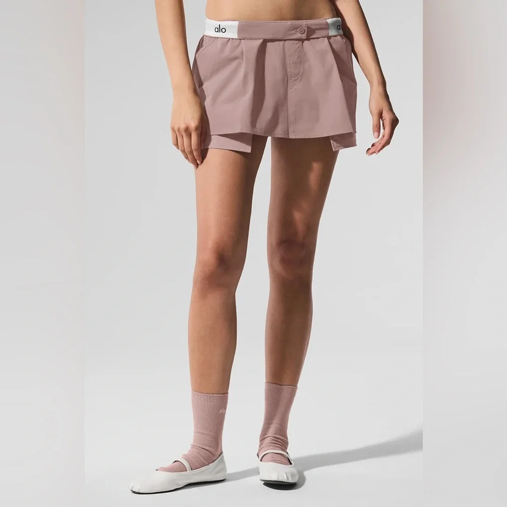 Alo Yoga Flip It Mini Skort Taupe XS